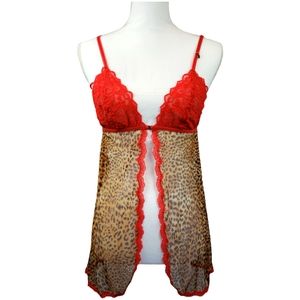 Victoria's Secret Very Sexy Chemise Size Small in Leopard and Red